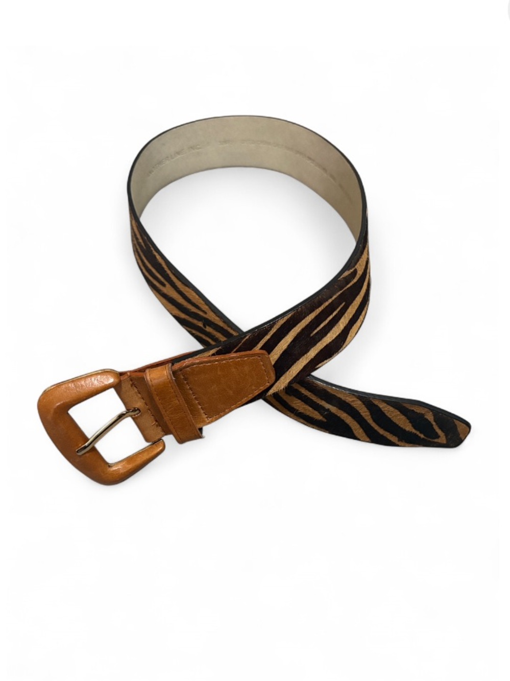 Vintage Another Line Inc. Dyed Calf Hair in Exotic Tiger Pattern Leather Belt